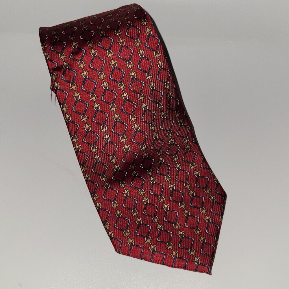 Axiom Neck Tie Fashion 100% SILK Made In Italy Pattern Bruck Red Classic